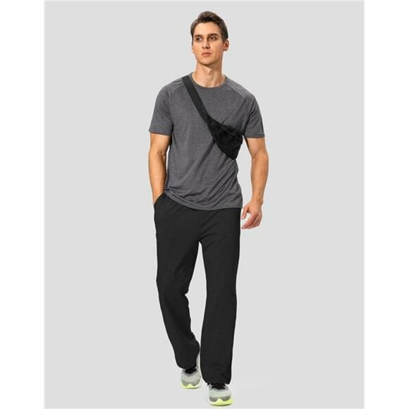 Mens Cotton Yoga Sweatpants Open Bottom Lounge Pants with Pockets Workout - Picture 6 of 7